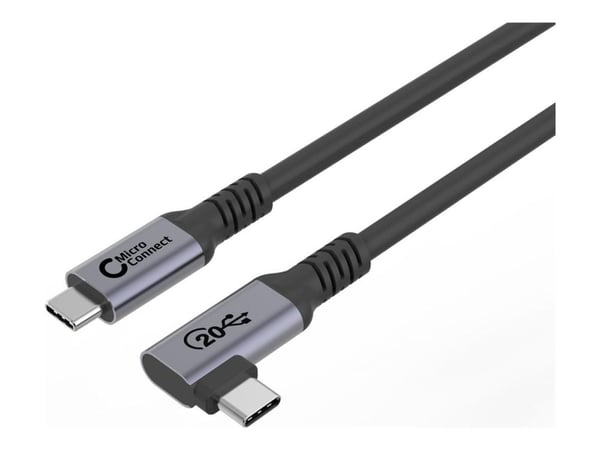 MicroConnect - USB-kabel - 24 pin USB-C (hann) rett til 24 pin USB-C (hann) vinklet - USB 3.2 Gen 2x2 - 20 V - 5 A - 1 m - USB Power Delivery (100 ...