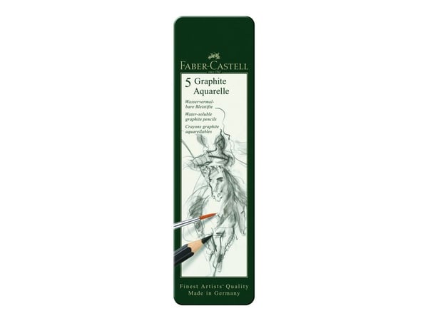 Faber-Castell AQUARELLE - Vannfargeblyant - 2B, 4B, 6B, 8B, HB - grafitt - 3.8 mm (en pakke 5)