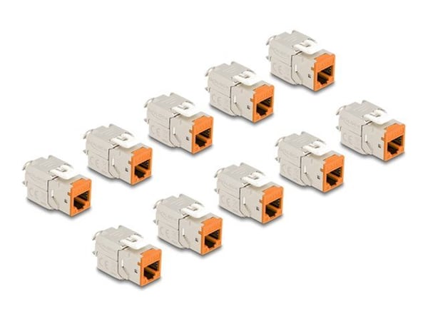 Delock - Keystone modul - RJ-45 (hona) till LSA (hona) - STP - CAT 6a - orange (paket om 10)