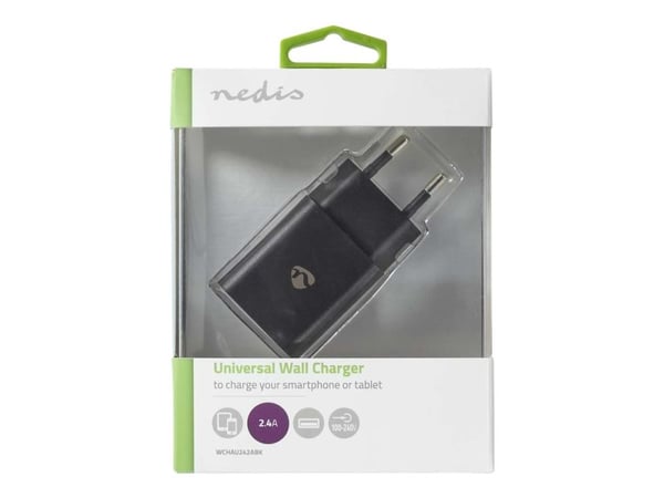 Nedis WCHAU242ABK - Strømadapter - 12 watt - 2.4 A (USB) - svart