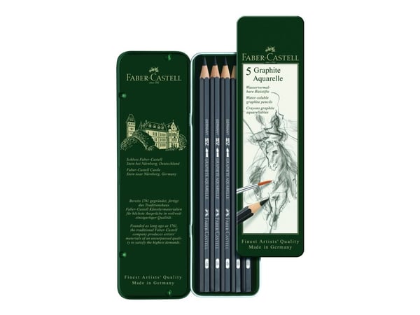 Faber-Castell AQUARELLE - Vannfargeblyant - 2B, 4B, 6B, 8B, HB - grafitt - 3.8 mm (en pakke 5)