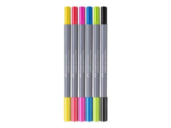 Faber-Castell Creative Studio Goldfaber Aqua - Brush pen and fineliner combo - assorterte farger - vannbasert fargestoffblekk - 4 mm (en pakke 6)