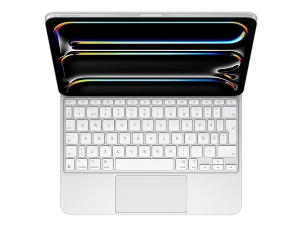 Apple Magic Keyboard - Tastatur og folioveske - med styrepute - bakbelysning - Apple Smart connector - Svensk - hvit