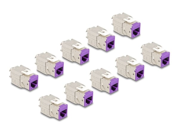 Delock - Keystone module - RJ-45 (hunn) til LSA (hunn) - STP - CAT 6a - fiolett (en pakke 10)