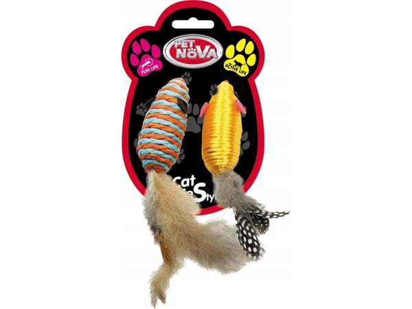 Aqua Nova PETNOVA katteleketøysett med fjær 7x3 cm CAT-MOUSESET-FEATHER-7 4249
