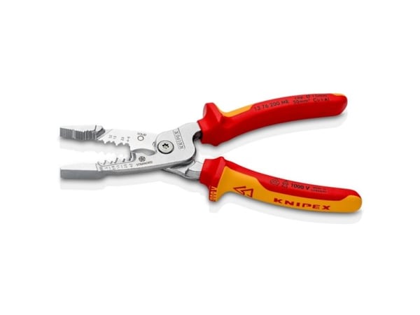 Knipex 13 76 200 ME, Beskyttelses isolasjon, 290 g, Rød, Rustfritt stål, Gult