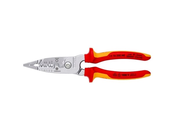Knipex 13 76 200 ME, Beskyttelses isolasjon, 290 g, Rød, Rustfritt stål, Gult