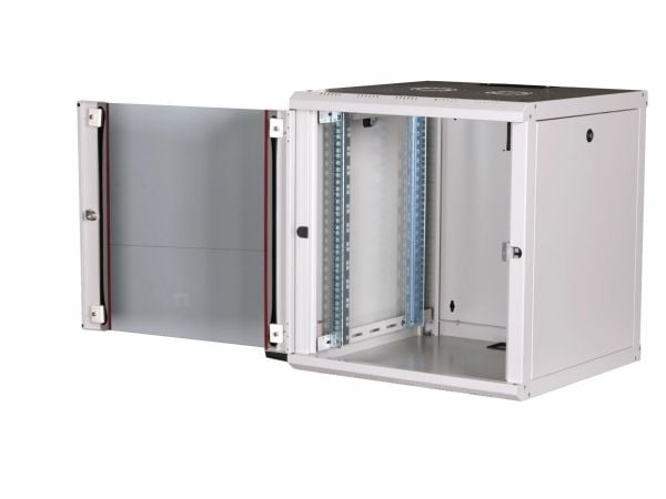 Equip EPM-12-6060-G-CBAA, Veggmonterbar hylle, 12U, Nøkkellås, Rack skinner, 28 kg, Lysegrå