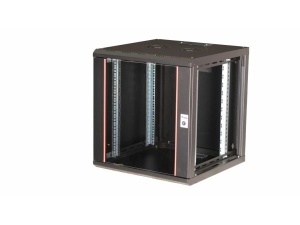 Equip EPM-12-6060-B-CBAA, Veggmonterbar hylle, 12U, Nøkkellås, Rack skinner, 28 kg, Sort
