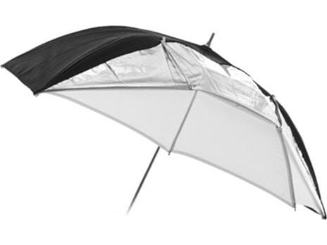 Massa paraply 2-i-1 sølv - svart + hvit / diffusor 85 cm