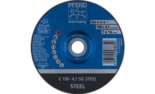 PFERD 62217426, Kutteskive, Stål, 18 cm, Alle merker, Flatt senter, 2,22 cm