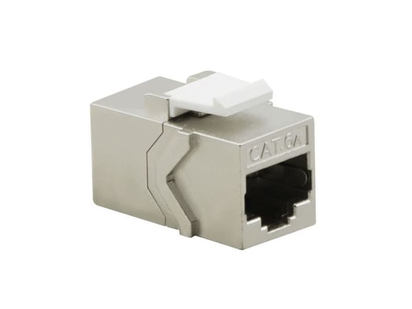 Helos keystone-moduuli Cat 6A, STP RJ45, 500 MHz, 2x RJ45-pistorasia ,suojattu