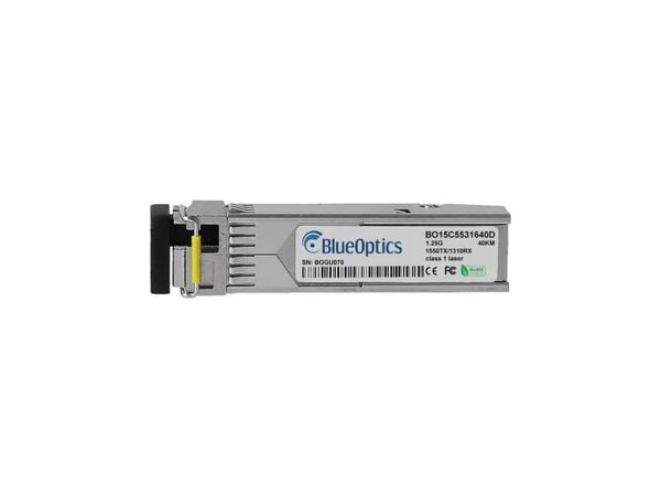Juniper EX-SFP-GE40KT15R13 Yhteensopiva BlueOptics© SFP Bidi Transceiver Gigabitin nopeaan tiedonsiirtoon valokuituverkoissa tukee Gigabit Ethernet...