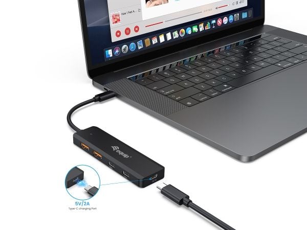 Equip 128966, USB 3.2 Gen 2 (3.1 Gen 2) Type-C, USB 3.2 Gen 2 (3.1 Gen 2) Type-C, USB 3.2 Gen 2 (3.1 Gen 2) Type-A, 10000 Mbit/s, Sort, 0,18 m, Kina
