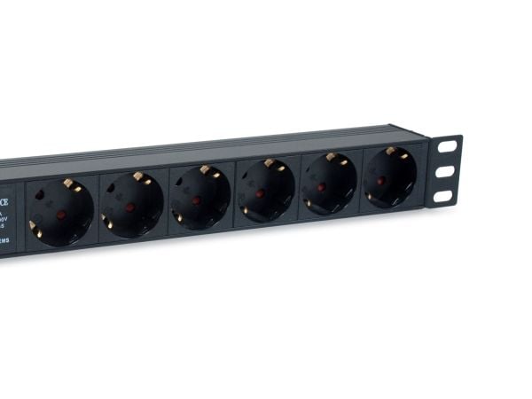 Equip 333317, 1U, Aluminium, 6 AC-utganger, Type F, Type F, 1,8 m