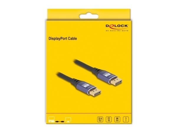 DeLOCK 80602, 3 m, DisplayPort, DisplayPort, Hanstik, Hanstik, 7680 x 4320 piksler