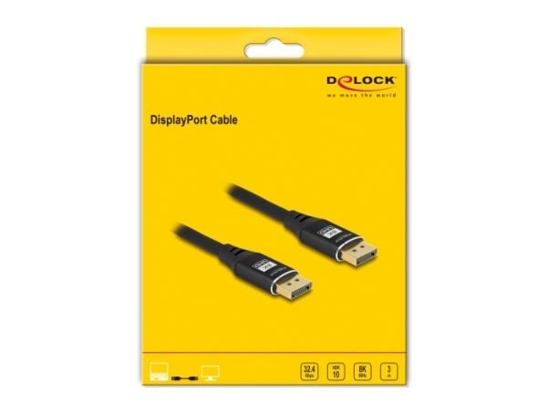 Delock - DisplayPort-kabel - DisplayPort (hann) til DisplayPort (hann) - DisplayPort 1.4 - 3 m - 8 K 60 Hz (7680 x 4320) støtte, opptil 32,4 Gbps-d...
