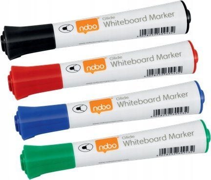 Nobo Glide whiteboardpenner, rund tupp, pakke med 10 stk., 10 stykker, Assorterte farger, Projektil spiss, Rund, 2 mm, Voksen/Barn