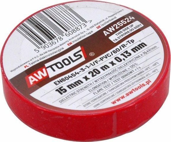 AWTools AWTOOLS isolasjonstape 19mm x 20m rød