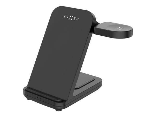 FIXED - Trådløst ladestativ - 3-i-1 - 15 watt - 3 A - PD 3.0 - svart FIXED - Trådløst ladestativ - 3-i-1 - 15 watt - 3 A - PD 3.0 - svart