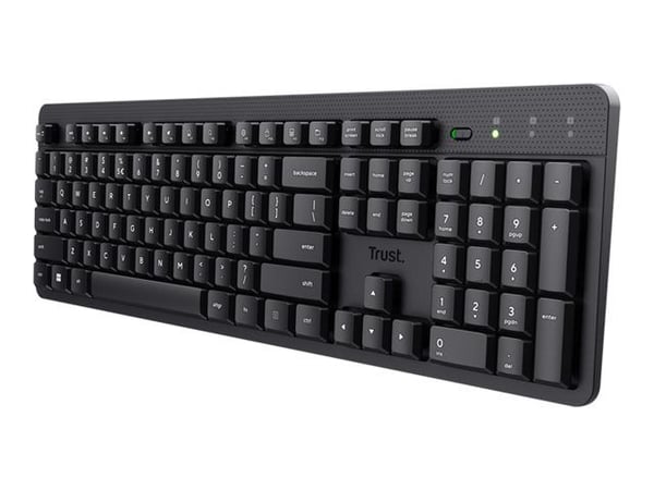 Trust Ody II - Tastatur - stille - 100% - full size - trådløs - QWERTY - Nordisk - svart