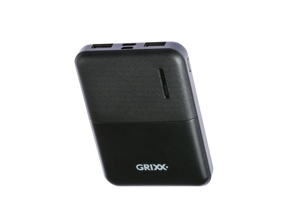 Grixx powerbank 5000 mAh Micro USB & USB-C svart
