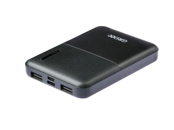 Grixx powerbank 5000 mAh Micro USB & USB-C svart