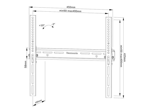Neomounts WL35-350BL14 - Monteringssett (veggmontering) - for flatpanel - låsbar - svart - skjermstørrelse: 32"-65"