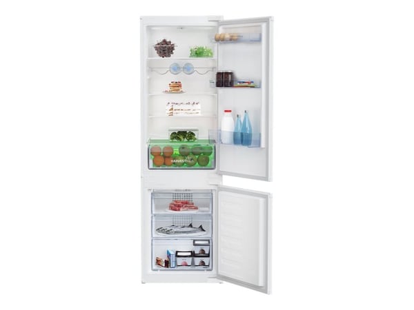 Beko BCHA275K4SN - Kylskåp/frys - bottenfrysskåp - inbyggd - bredd: 54 cm - djup: 54.5 cm - höjd: 177.5 cm - 262 liter - Klass E - vit