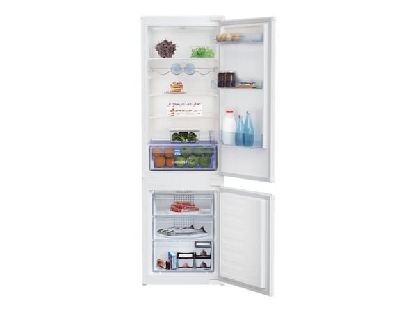 Beko BCHA275K4SN - Kylskåp/frys - bottenfrysskåp - inbyggd - bredd: 54 cm - djup: 54.5 cm - höjd: 177.5 cm - 262 liter - Klass E - vit
