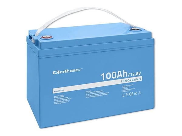 Qoltec - Batteri - 12.8V, BMS - litium-jernfosfat - 100 Ah - 1280 Wh