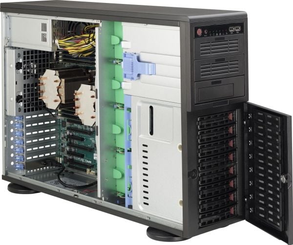 Supermicro SC743 AC-668B - Tower 4U - utvidet ATX (E-ATX) - SATA/SAS - hot-swap 668 watt - svart - USB