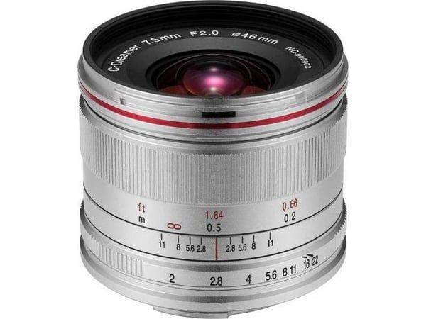 Venus Optics Lens Venus Optics Laowa C-Dreamer Lettvekt 7,5 mm f/2,0 for Micro 4/3 - Sølv