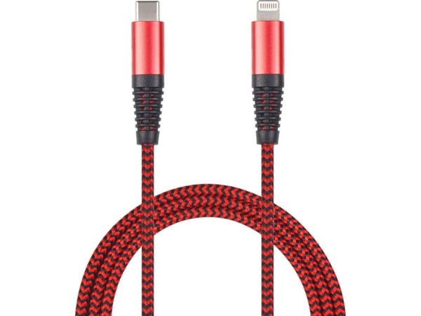 2GO 797197, 1 m, Lightning, USB C, Uros, Uros, Punainen