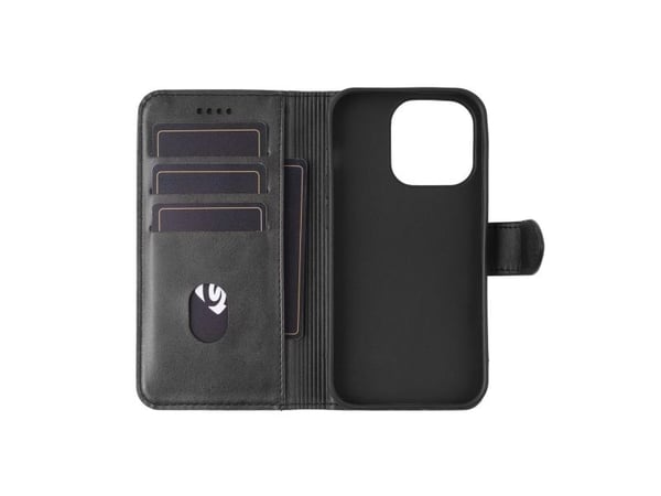 eSTUFF WALES - Lommebok for mobiltelefon - polyuretan (PU) - svart - for Apple iPhone 13