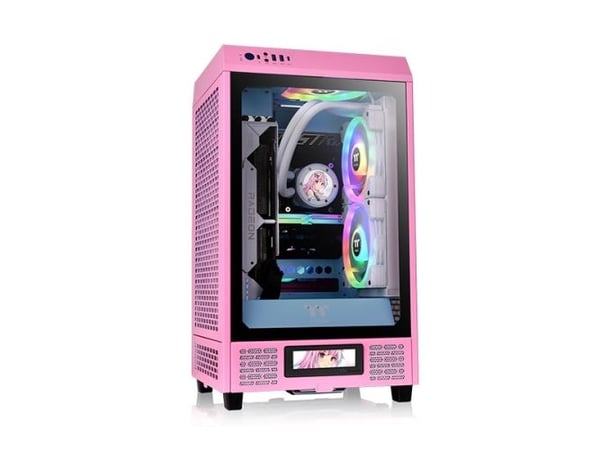 Thermaltake The Tower 200 - MT - mini ITX - genomskinlig sidopanel (härdat glas) - ingen strömförsörjning (PS/2) - bubbelrosa - USB/ljud