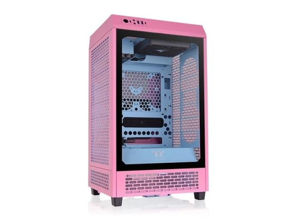 Thermaltake The Tower 200 - MT - mini ITX - genomskinlig sidopanel (härdat glas) - ingen strömförsörjning (PS/2) - bubbelrosa - USB/ljud