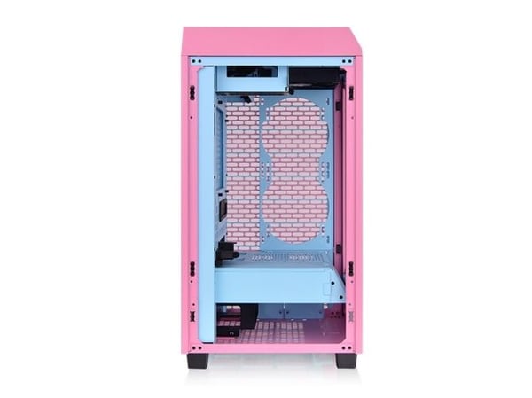 Thermaltake The Tower 200 - MT - mini ITX - genomskinlig sidopanel (härdat glas) - ingen strömförsörjning (PS/2) - bubbelrosa - USB/ljud