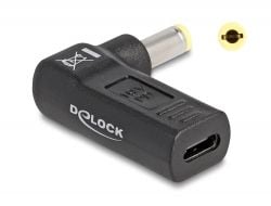 Delock - Strømadapter - USB-C (hunn) til 5,5 x 2,5 mm DC-jakk (hann) - 19 V - 3 A - vinklet - svart
