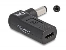 Delock - Strømadapter - USB-C (hunn) til 5,5 x 2,1 mm DC-jakk (hann) - 19 V - 3 A - vinklet - svart