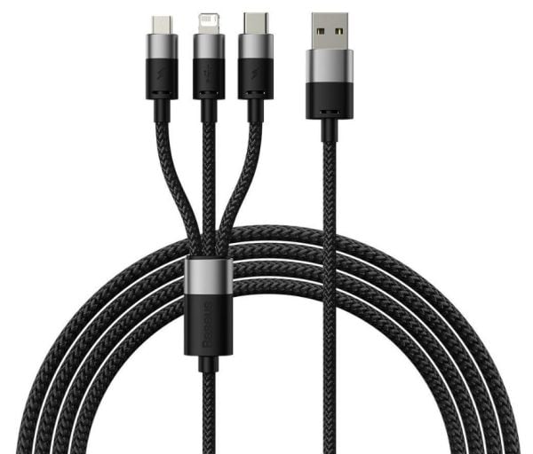 Baseus SUP0002696, 1,2 m, USB A, USB C/Micro USB-A/Lightning, USB 3.2 Gen 1 (3.1 Gen 1), musta