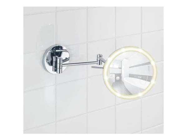 Kosmetikk-speil Wenko veggspeil Aura LED 10–40 x 24,5 cm kromstål