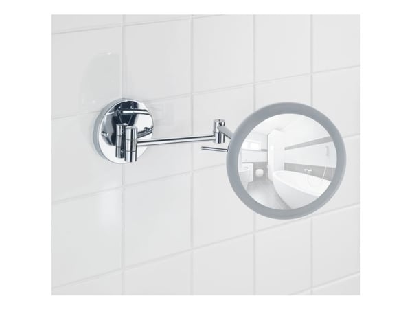 Kosmetikk-speil Wenko veggspeil Aura LED 10–40 x 24,5 cm kromstål