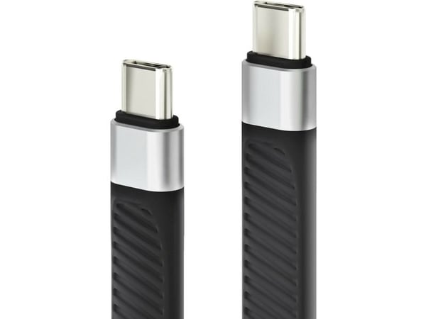Techly ICOC-USBC-FL-U4, 0,124 m, USB C, USB C, USB4 Gen 2x2, 40 Gbit/s, Sort