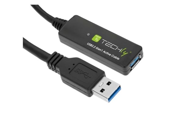 Techly ICUR30100G, 10 m, USB A, USB A, USB 3.2 Gen 1 (3.1 Gen 1), Sort