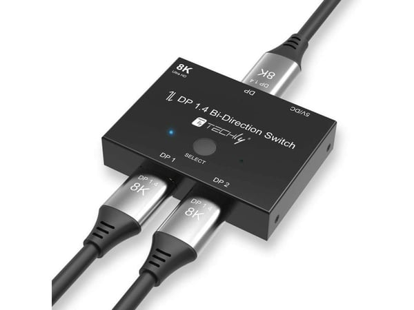 Techly IDATA-DP-2DP-8KT, DisplayPort, musta, 32,4 Gbit/s, 8K Ultra HD, 5 V, 80 mm
