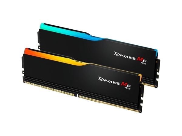 G.Skill Ripjaws M5 RGB - DDR5 - sett - 64 GB: 2 x 32 GB - DIMM 288-pin - 5200 MT/s / PC5-41600 - CL40 - 1.1 V - ikke-bufret - ikke-ECC - matt svart