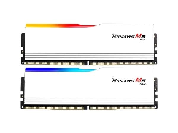 G.Skill Ripjaws M5 RGB - DDR5 - sett - 32 GB: 2 x 16 GB - DIMM 288-pin - 5200 MT/s / PC5-41600 - CL40 - 1.10 V - ikke-bufret - ikke-ECC - matt hvit