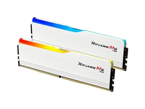 G.Skill Ripjaws M5 RGB - DDR5 - sett - 64 GB: 2 x 32 GB - DIMM 288-pin - 6000 MT/s / PC5-48000 - CL32 - 1.40 V - ikke-bufret - ikke-ECC - matt hvit