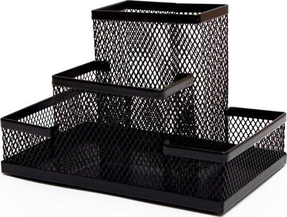 Tres skrivebordsoppbevaring i metall, netting 4 rom 15,3x10,2x10 cm 4A Z3318 sort